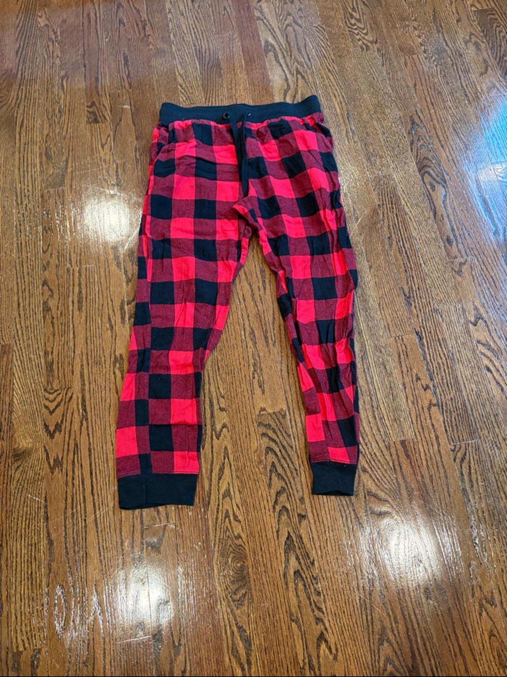 Aeropostale Red and Black Plaid Fleece Joggers